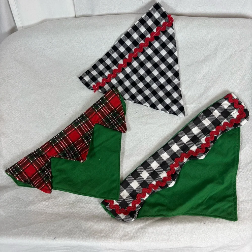 Handmade Christmas Dog Collar‎ Bandanas Set of 3 – Size Medium 10
